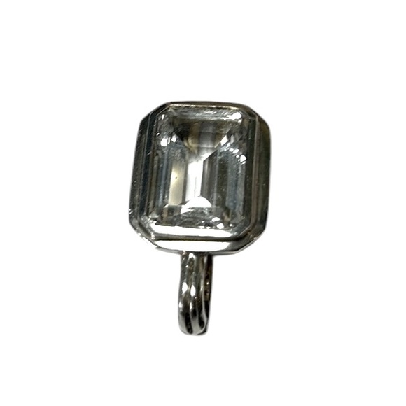 RARE Slane & Slane Emerald Cut Quartz & Sterling Silver Necklace Pendant Charm - Picture 7 of 9